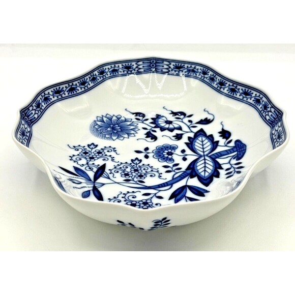 Hutschenreuther Serving Bowl Dish Blue Onion Design Scalloped Rim Germany VTG - Picture 6 of 16